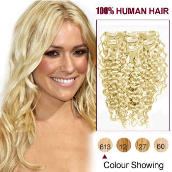 16 Bleach Blonde 613 7pcs Curly Clip In Indian Remy Hair