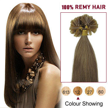 18 Golden Brown 12 100s Nail Tip Human Hair Extensions Only