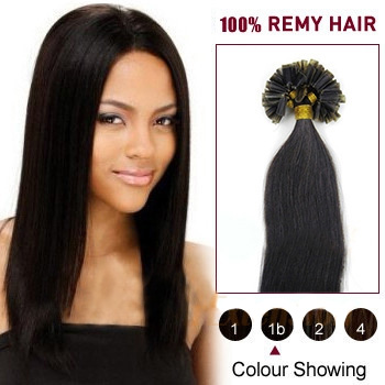 16 Natural Black 1b 100s Nail Tip Human Hair Extensions Pre