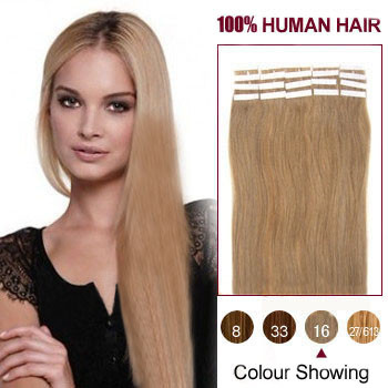 18 Golden Blonde 16 20pcs Tape In Human Hair Extensions Tape